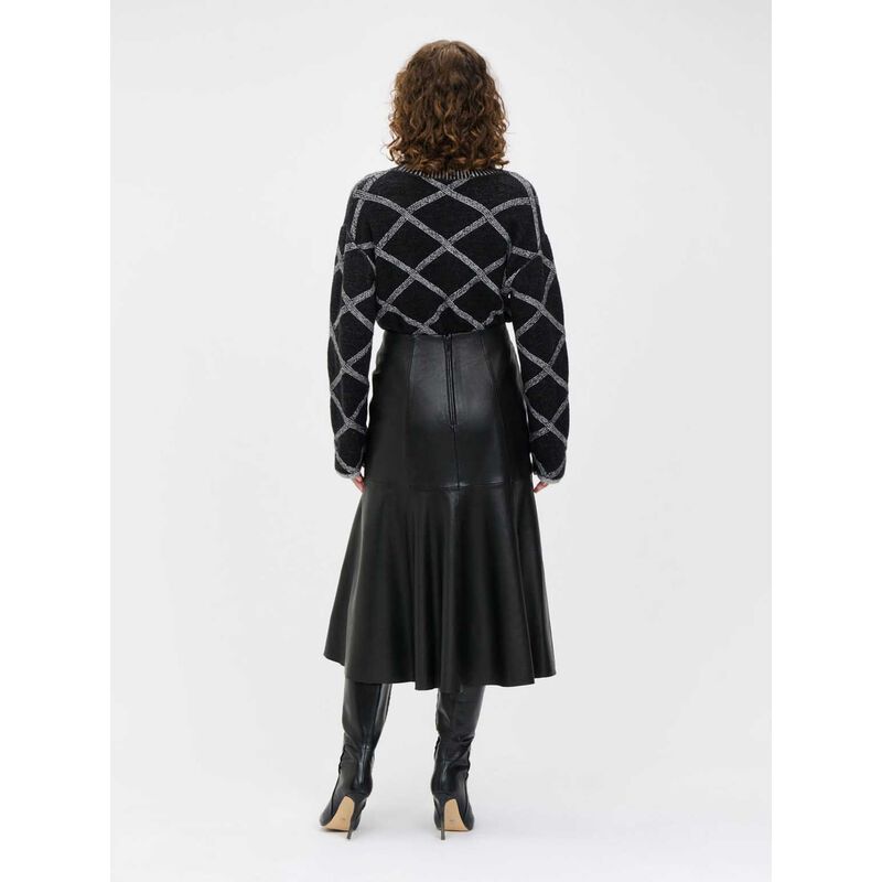 Veronika Maine Oversized Two Tone Diamond Sweater image number 5
